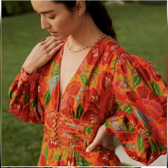 FARM RIO Red Floral Dress.  NWOT - Picture 2 of 4